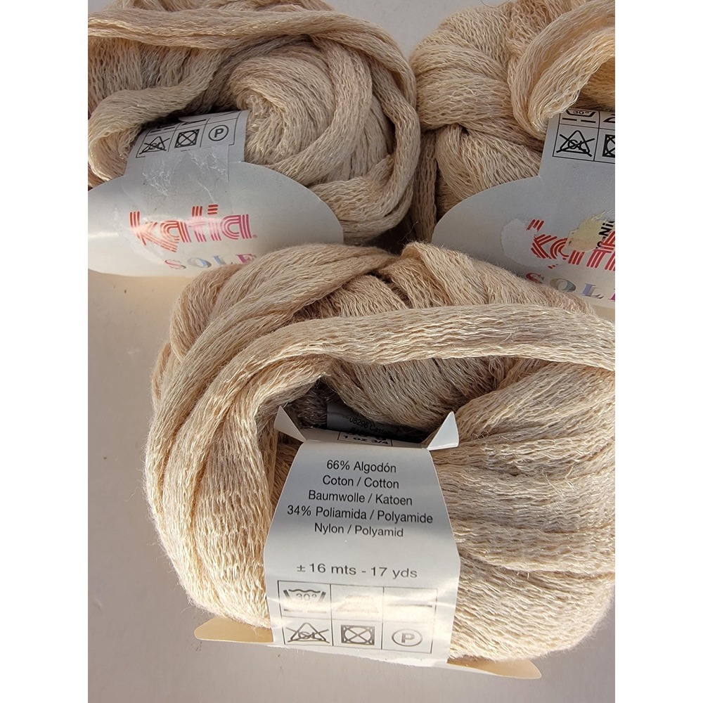Katia Sole Yarn Lot of 3 Color 62 Dye Lot 35727 Discontinued Cotton Nylon Match - Picture 3 of 5